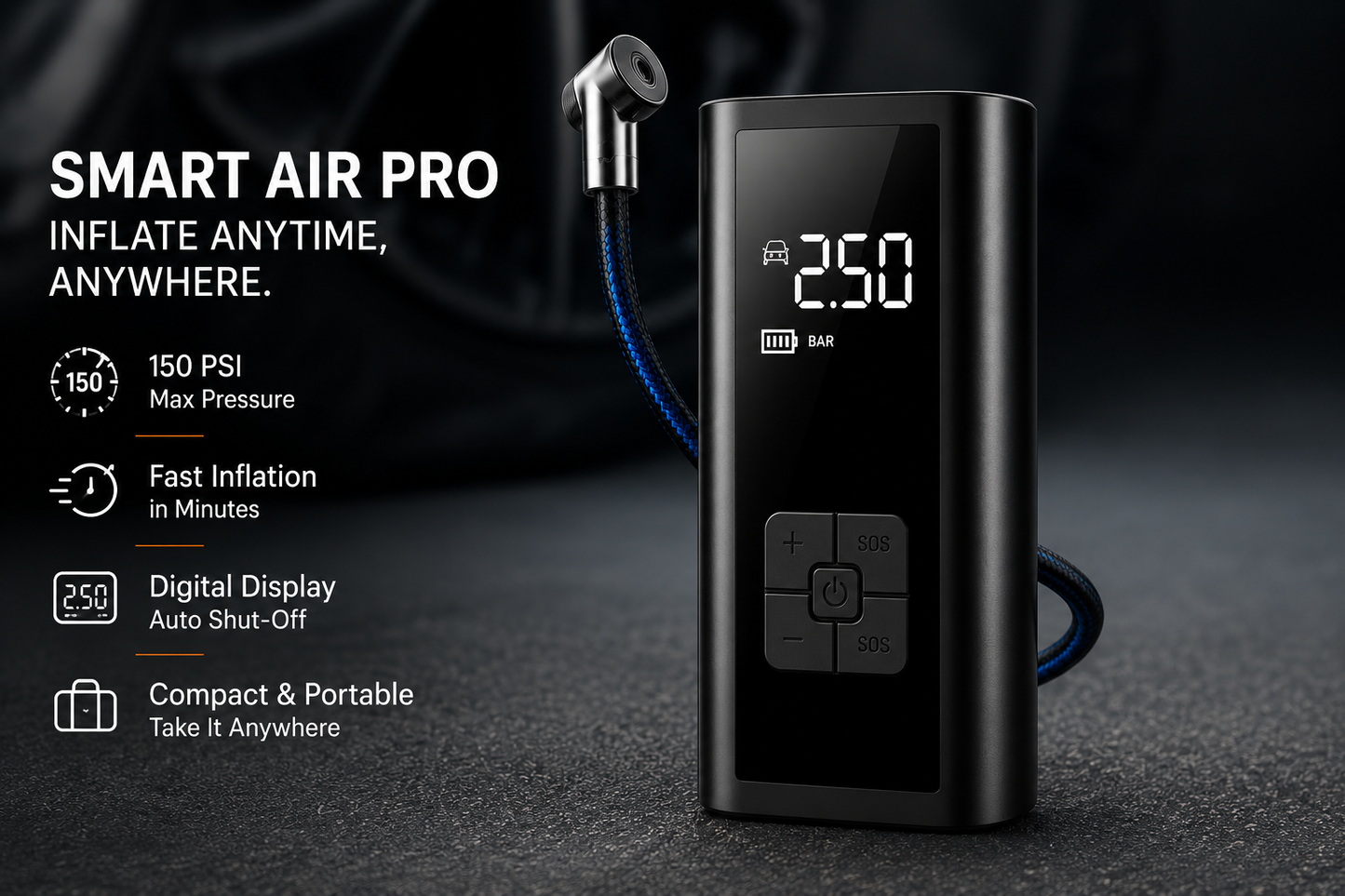 Onelito™ Smart Air Pro – Portable Tire Inflator