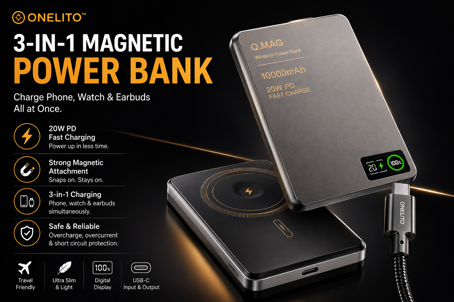 Onelito™ MagCharge Pro Wireless Power Bank