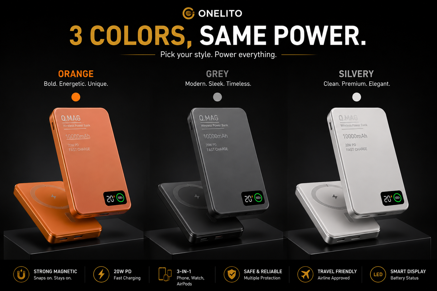 Onelito™ MagCharge Pro Wireless Power Bank